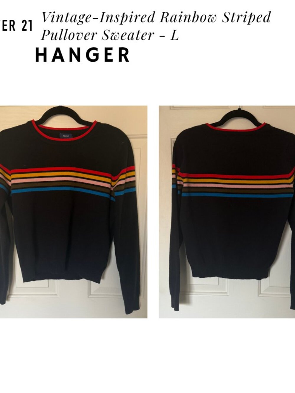 Forever 21 Vintage-Inspired Rainbow Striped Pullover Sweater - L - Picture 3 of 8